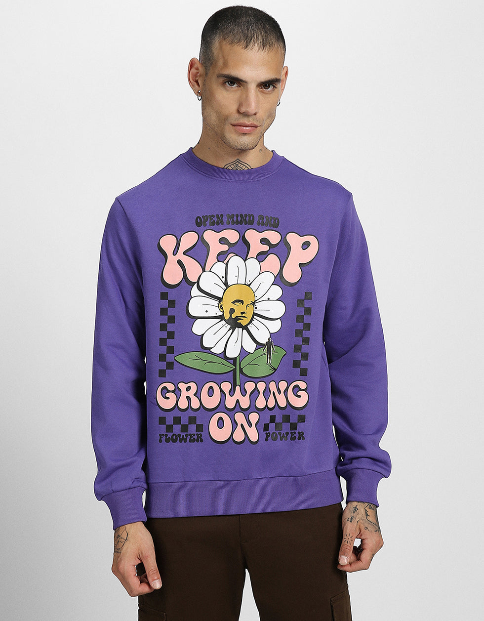 Keep Growing on Purple Full Sleeve Sweatshirt Veirdo