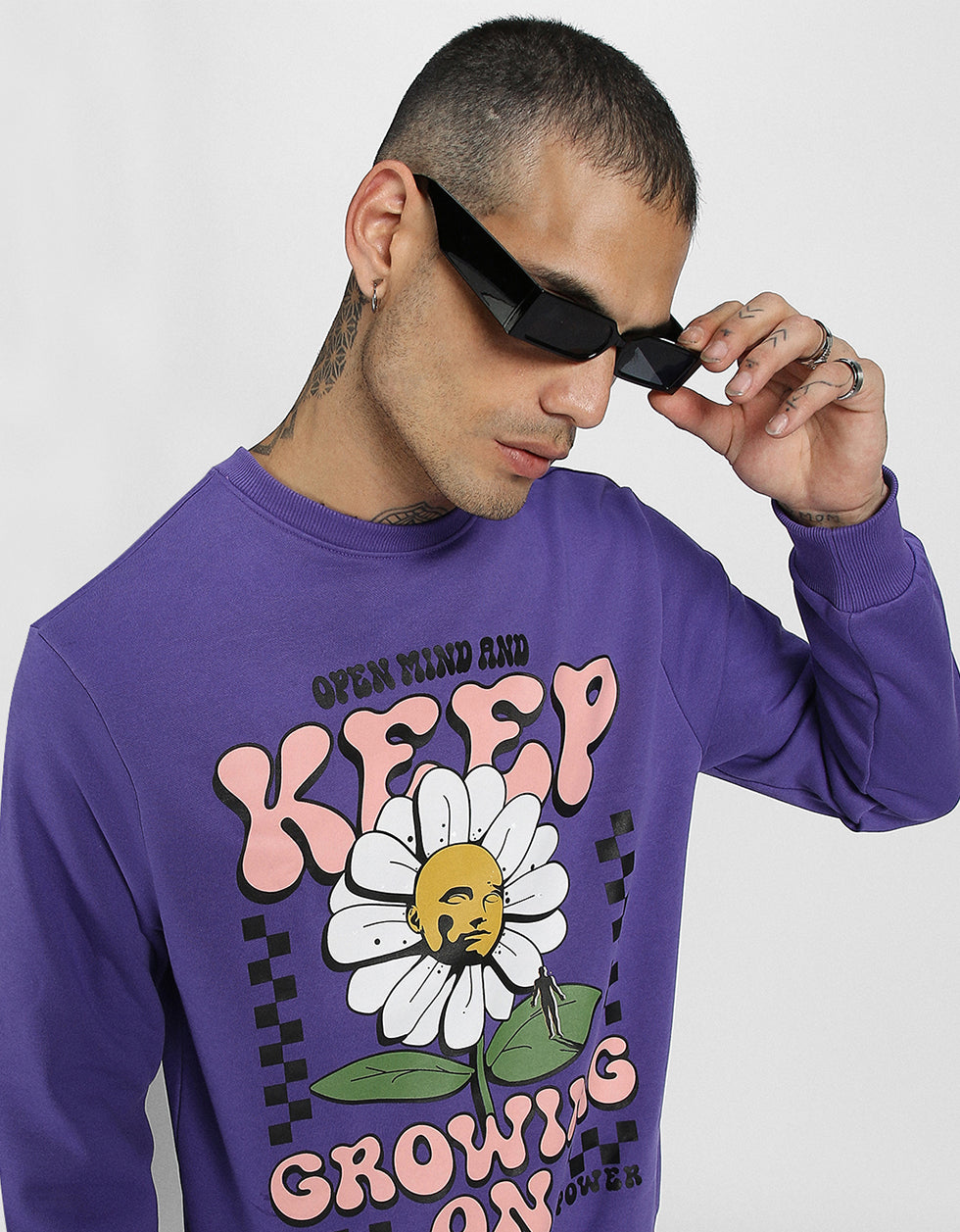Keep Growing on Purple Full Sleeve Sweatshirt Veirdo