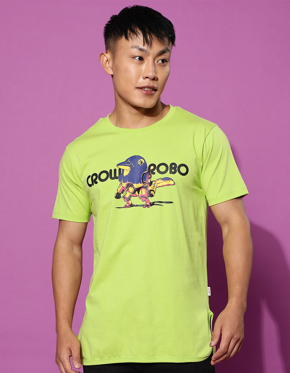 Lime Green Crow Robo Regular Fit T-Shirt Veirdo