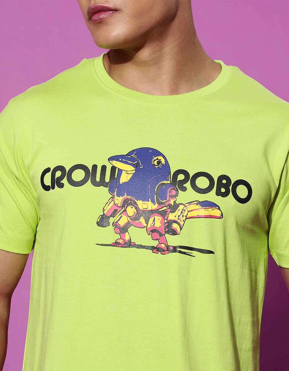 Lime Green Crow Robo Regular Fit T-Shirt Veirdo