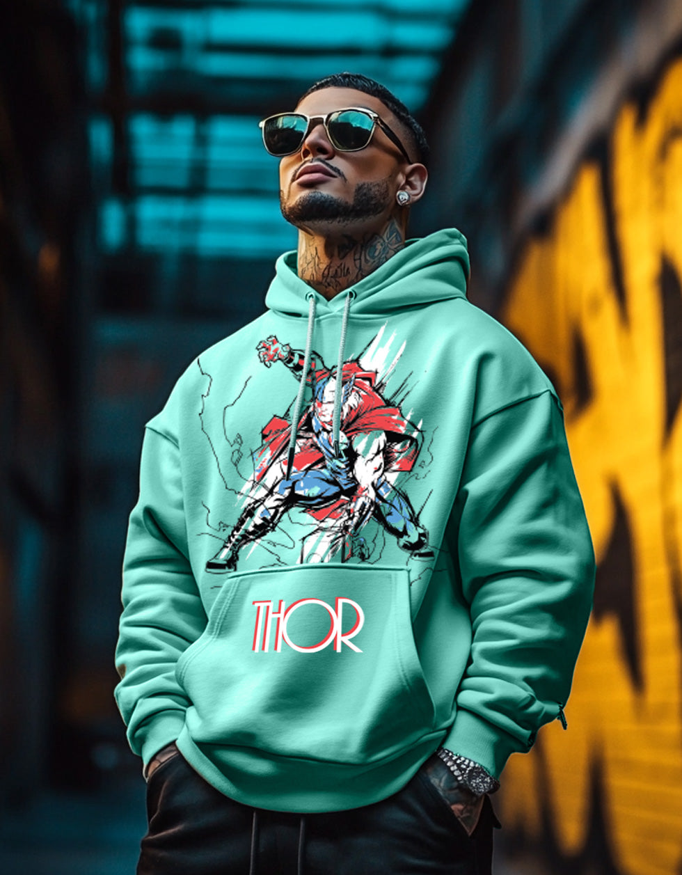 Thor Green Front Graphic Printed Hoodie