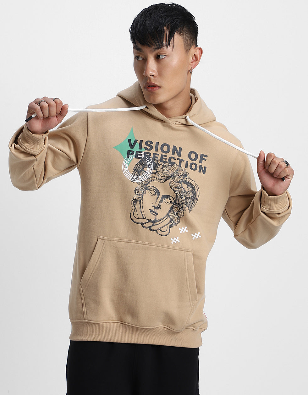 Masterpiece in Beige: Men's Perfection Print Oversized Hoodie – Veirdo