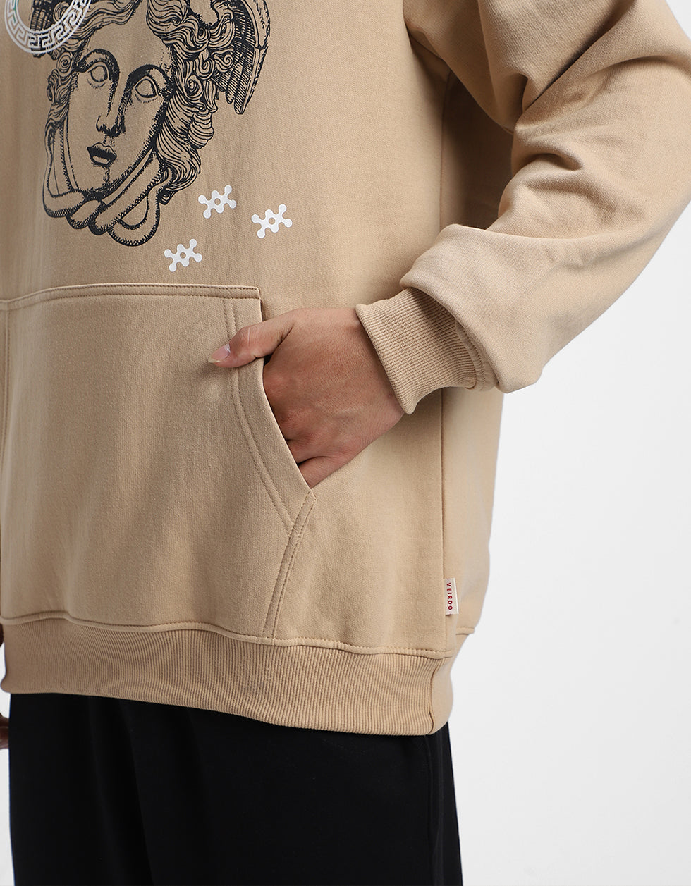 Masterpiece in Beige: Men's Perfection Print Hoodie Veirdo