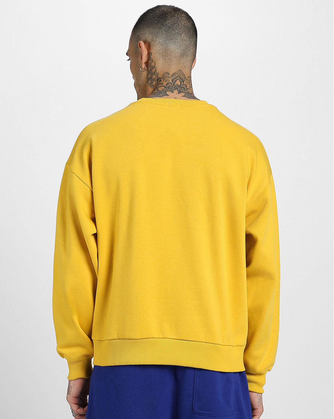 Men's Solid Mustard Fleece Sweatshirt Veirdo