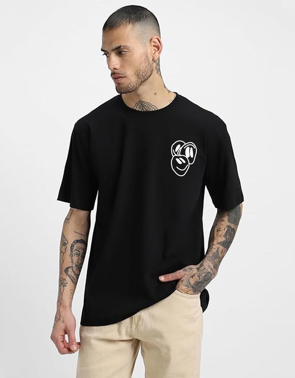 NO MERCY Black Back Oversized Typographic Printed Tshirt – Veirdo