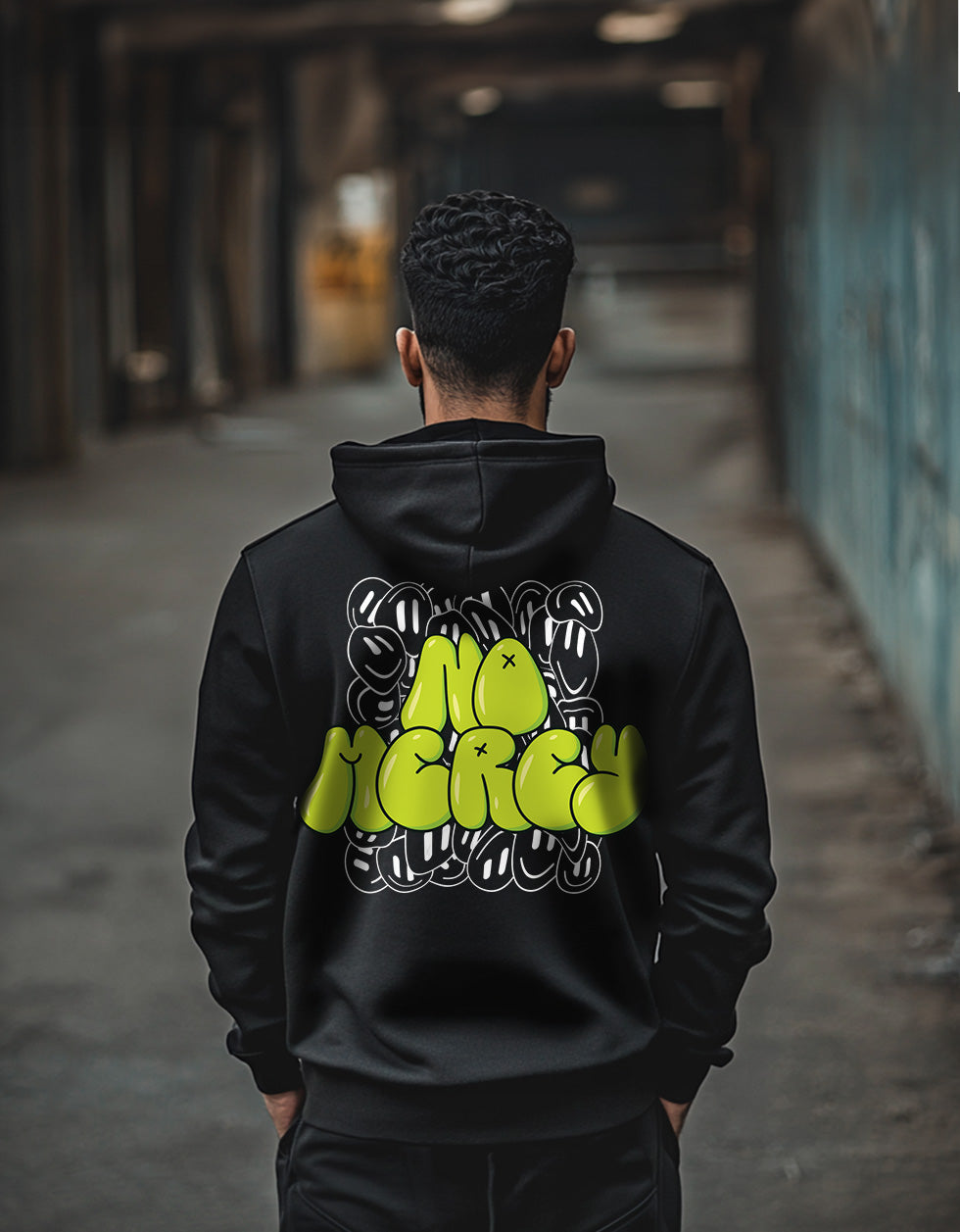 No Mercy Black Regular Fit Back Printed Hoodie