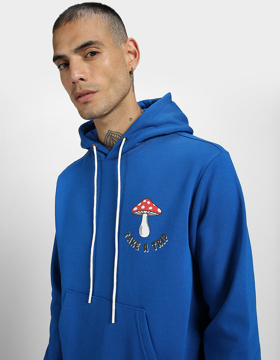 Nourish Your Thoughts: Feed Your Mind Print Blue Men's Hoodie Veirdo