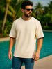 Mushroom & Black Textured Plain Oversized Exclusive T-shirt