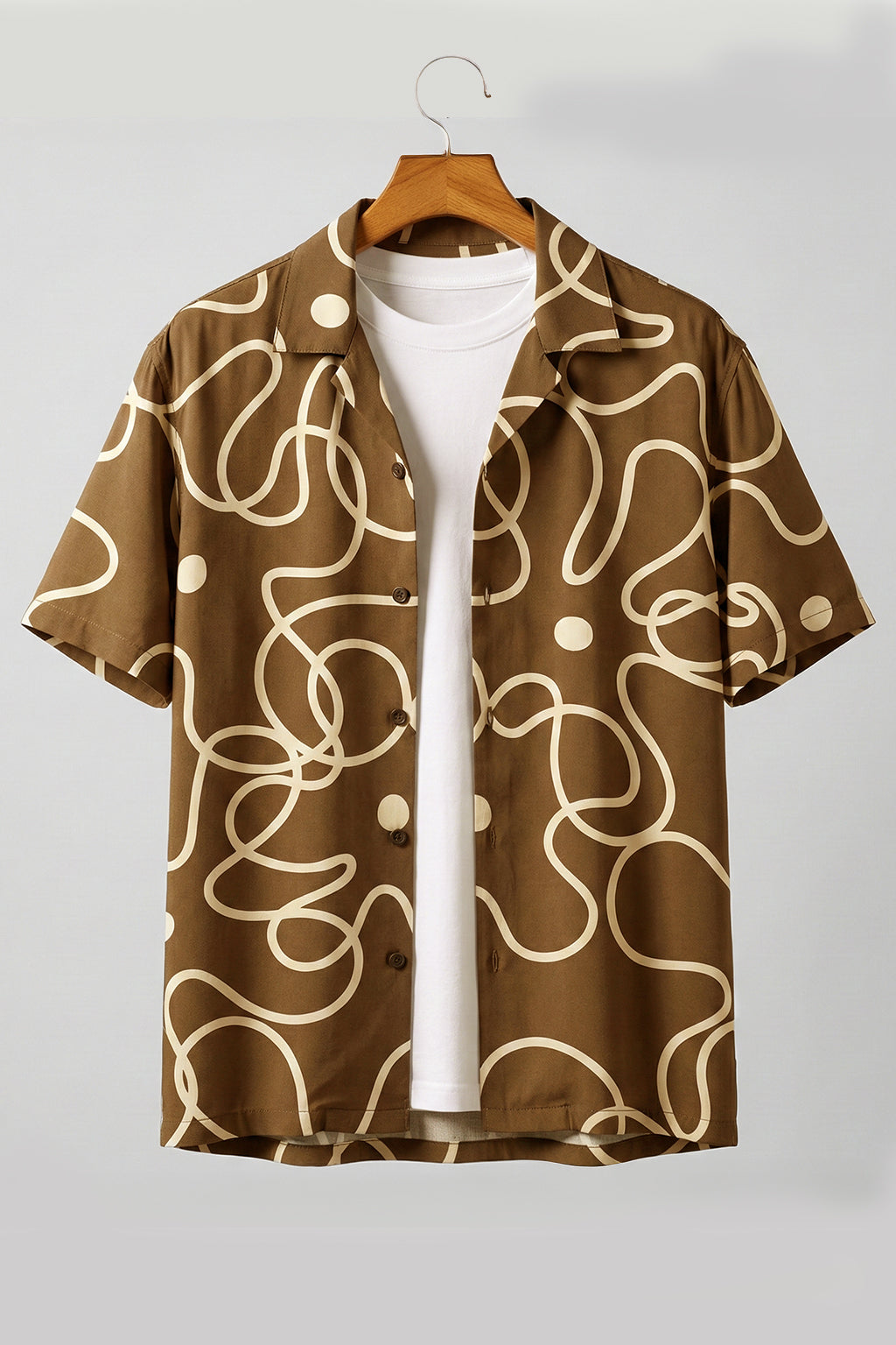 Abstract Maze Brown All Over Print Oversized Exclusive Shirt