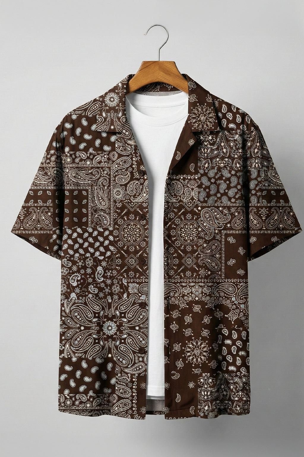 Monochrome Mosaic Brown All Over Print Oversized Exclusive Shirt