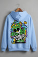 Hustle Sky Blue Oversized Back Graphic Printed Hoodie