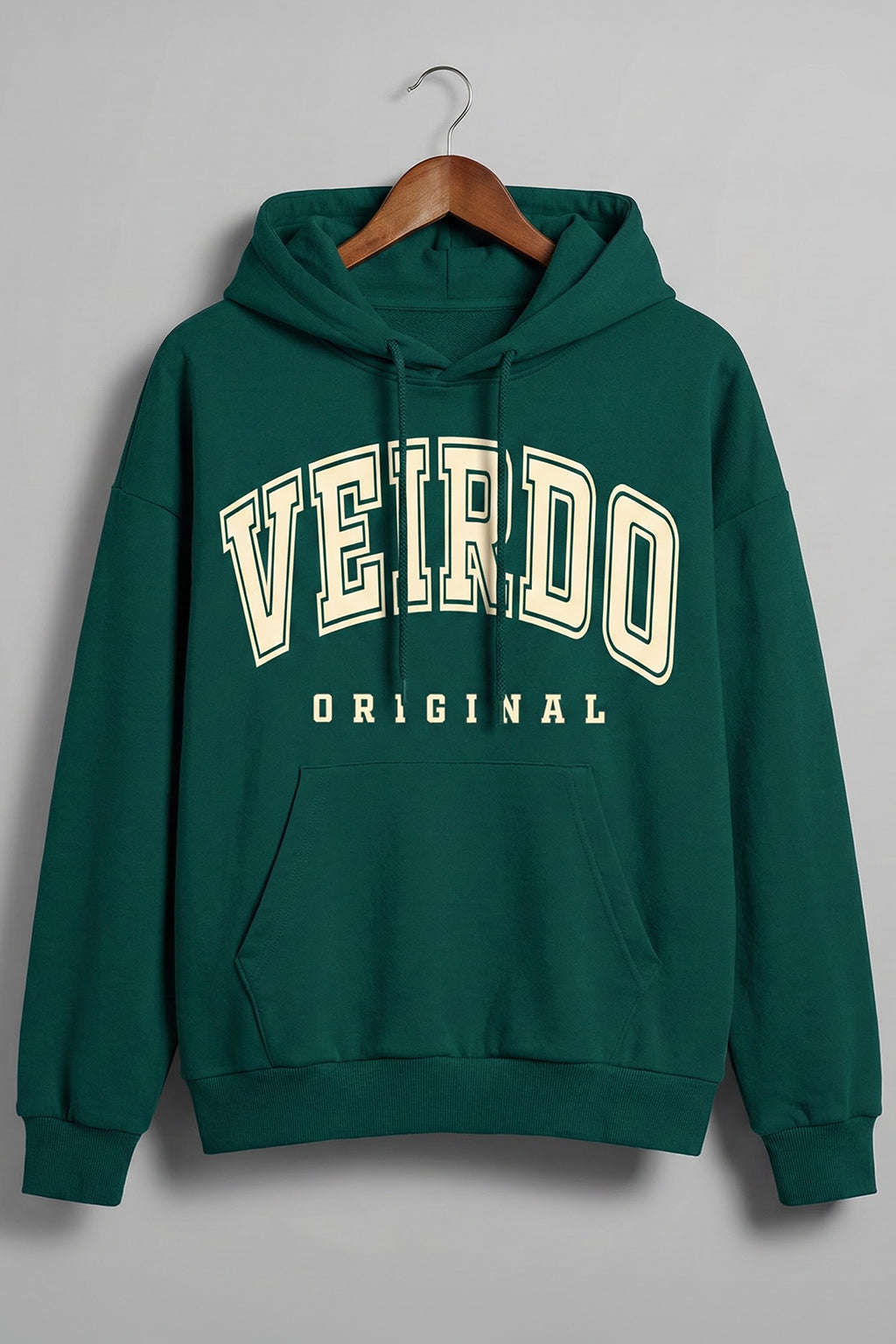 Veirdo Original Green Front Oversized Graphic Printed Hoodie