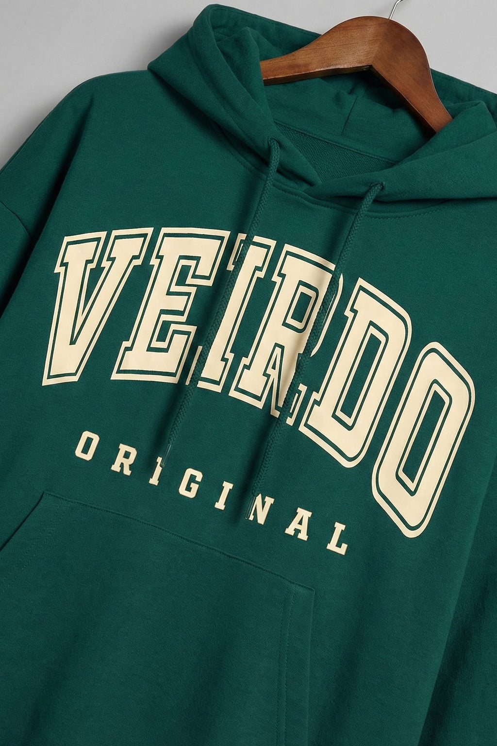Veirdo Original Green Front Oversized Graphic Printed Hoodie