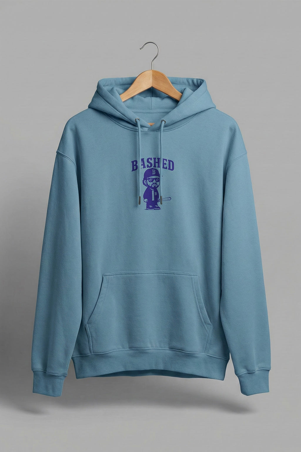 Bashed Haritage Blue Oversized Printed Hoodie