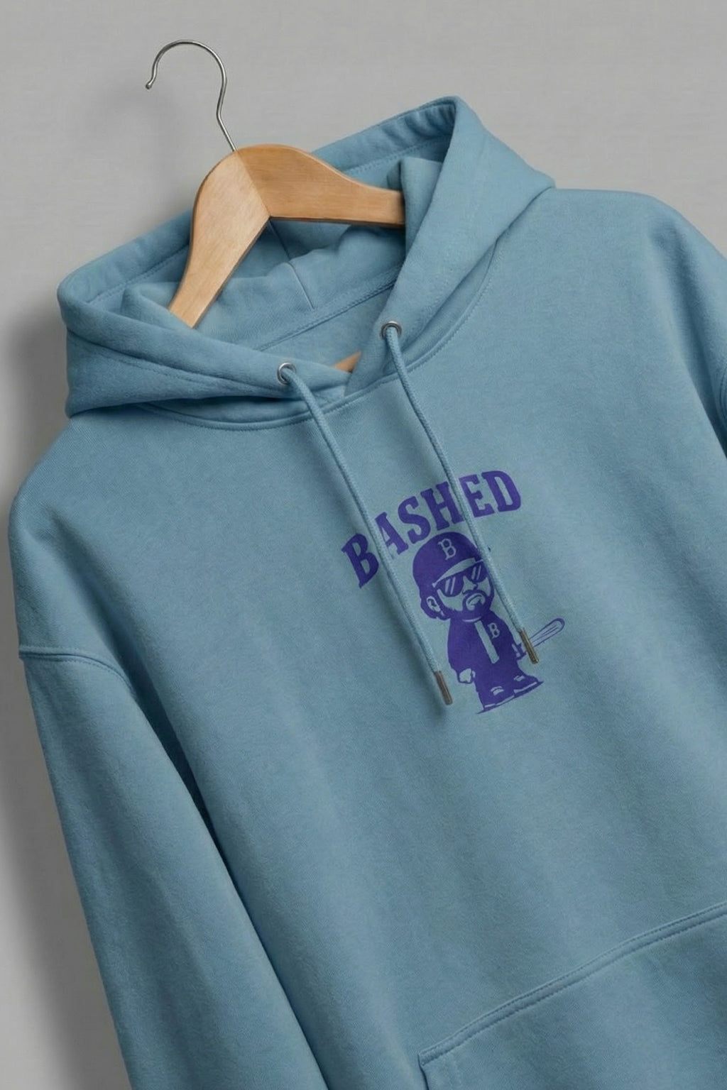 Bashed Haritage Blue Oversized Printed Hoodie