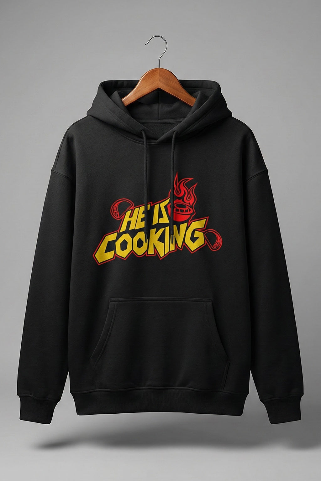 Cooking Dark Grey Oversized Printed Hoodie
