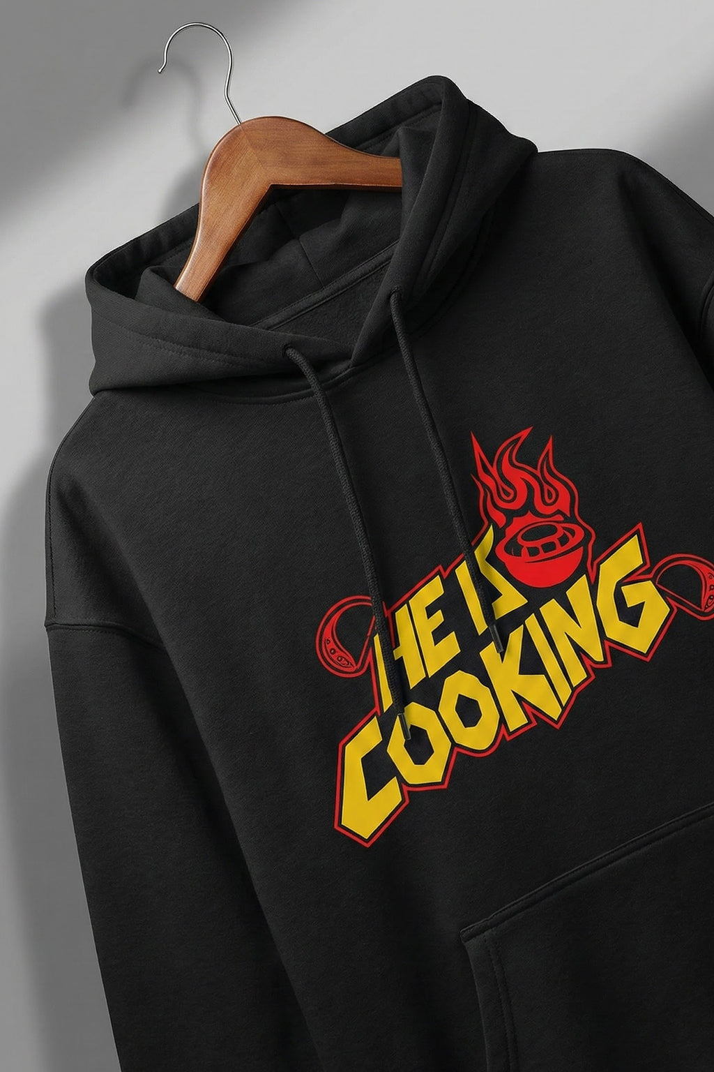 Cooking Dark Grey Oversized Printed Hoodie