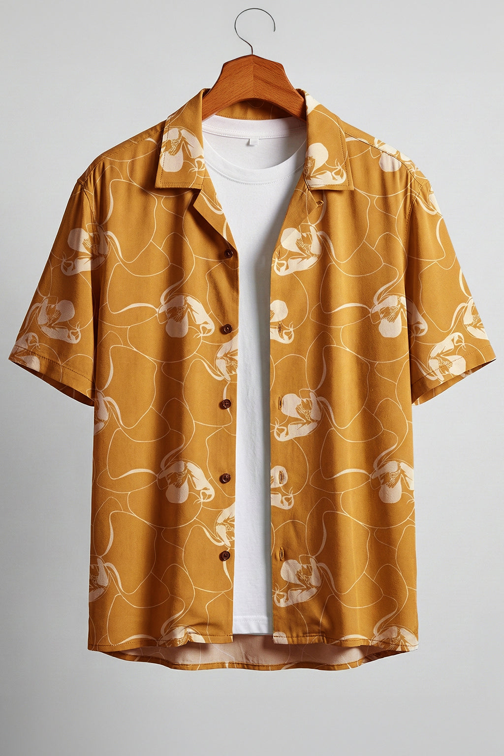 Golden Ochre Floral All Over Print Oversized Exclusive Shirt