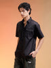 Black Oversized Half Sleeve Dual Pocket Utility Exclusive Shirt
