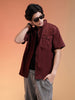 Brown Oversized Half Sleeve Dual Pocket Utility Exclusive Shirt