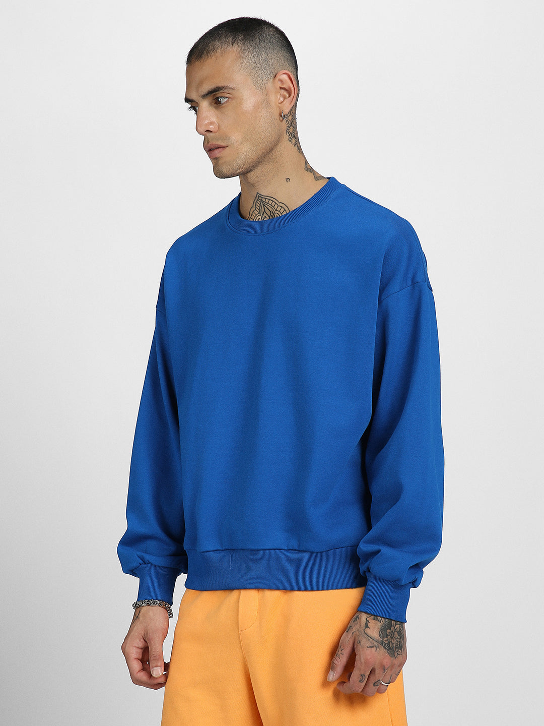 Oversized Fit Blue Solid Sweatshirt Veirdo