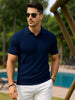 Navy Ribbed Flatknit Textured Regular Fit Exclusive Polo T-Shirt