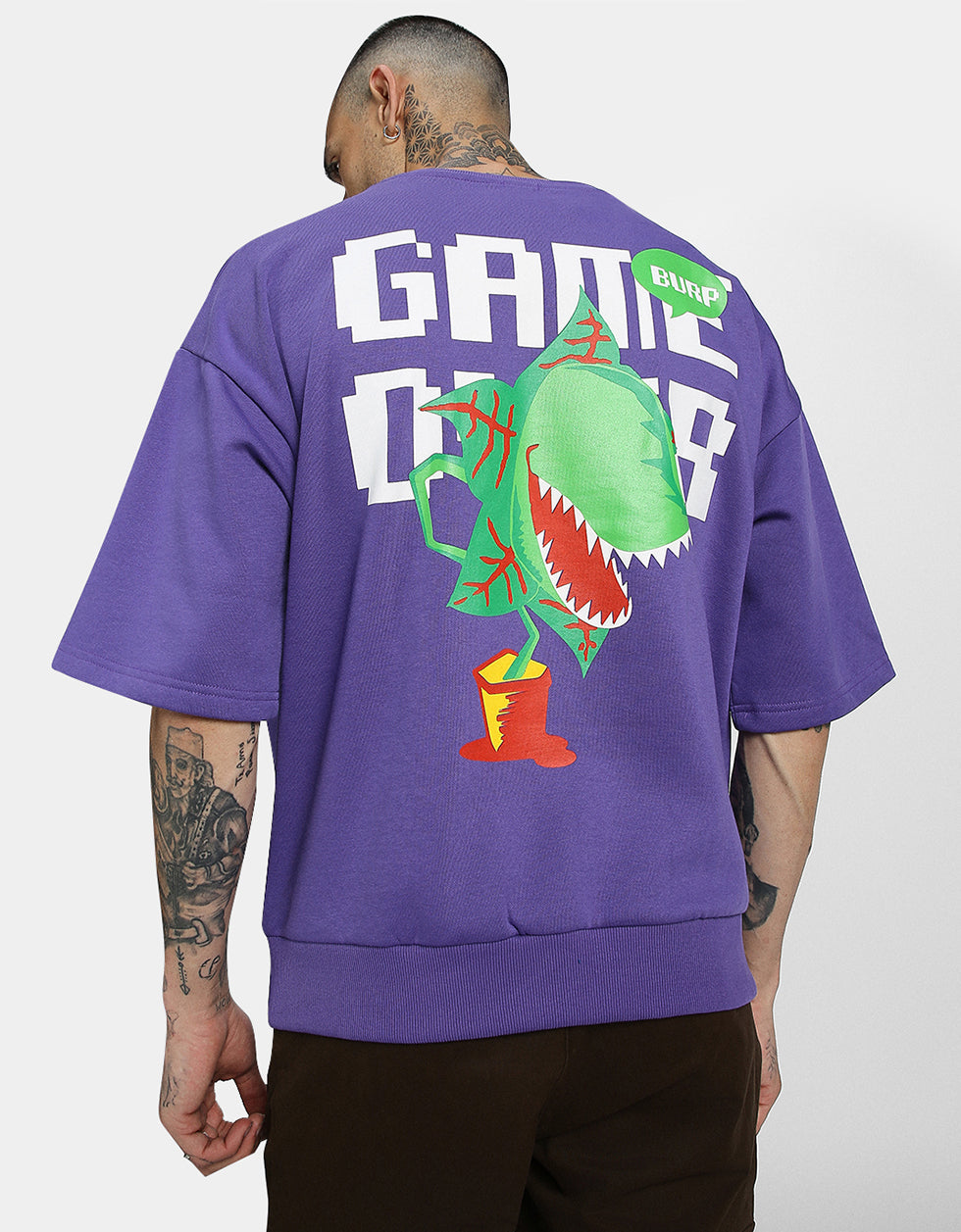 Purple Game Over Half Sleeve Sweatshirt Veirdo