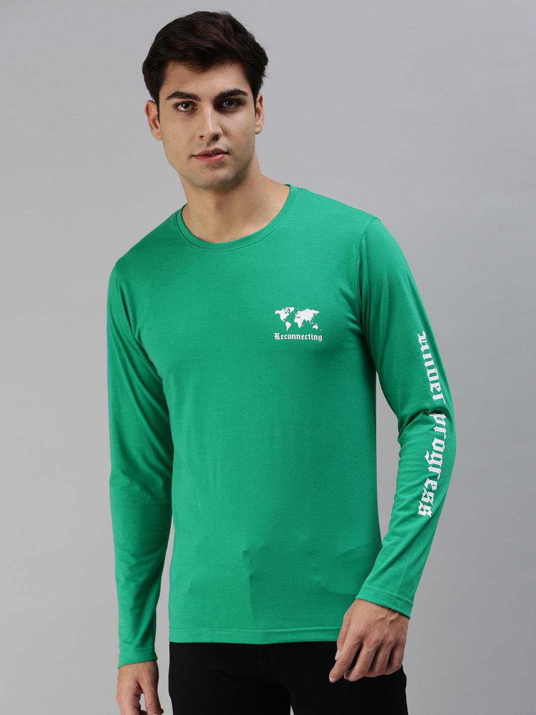 Reconnecting Printed Green Full Sleeve T-Shirt Veirdo