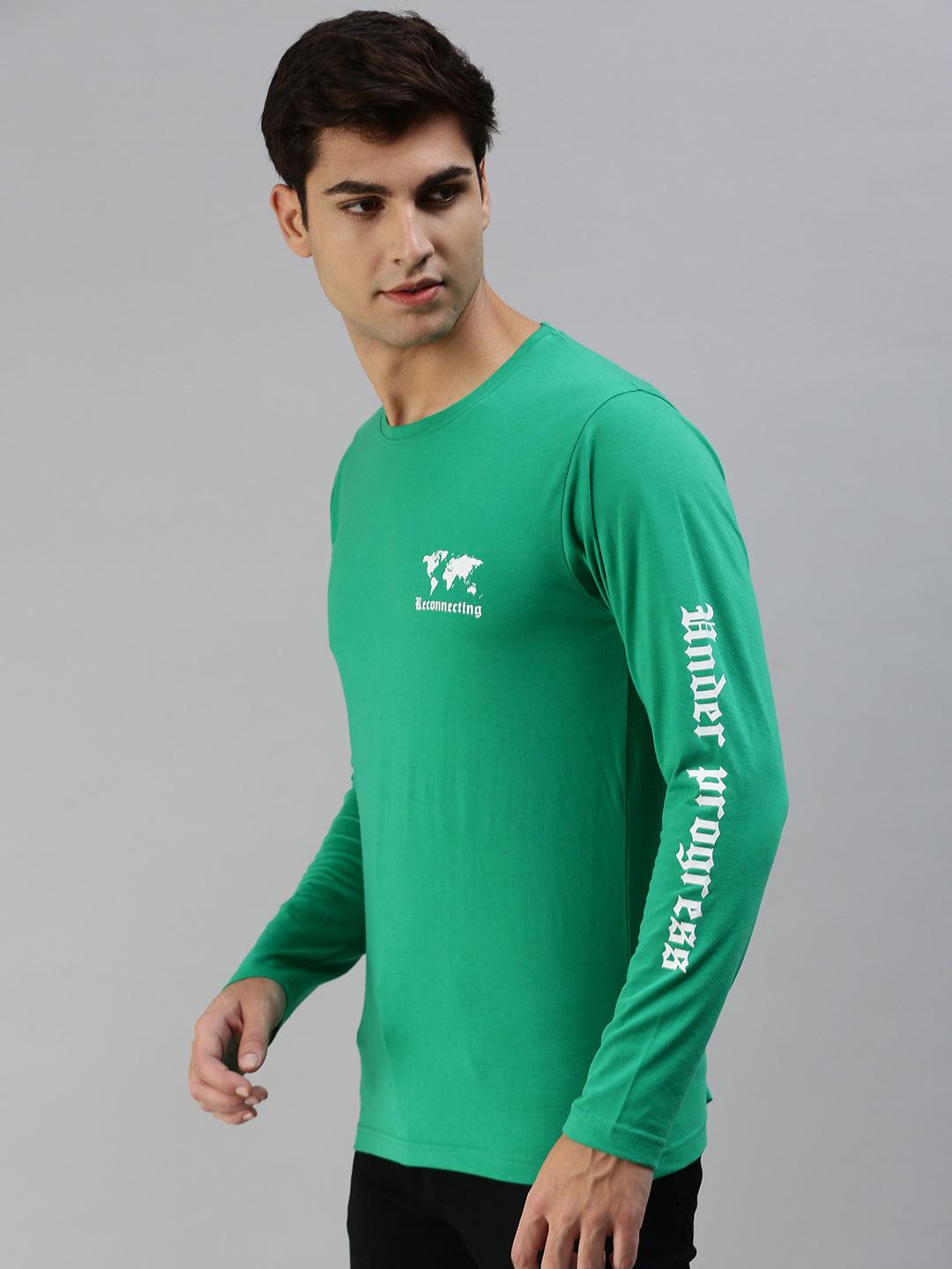 Reconnecting Printed Green Full Sleeve T-Shirt Veirdo