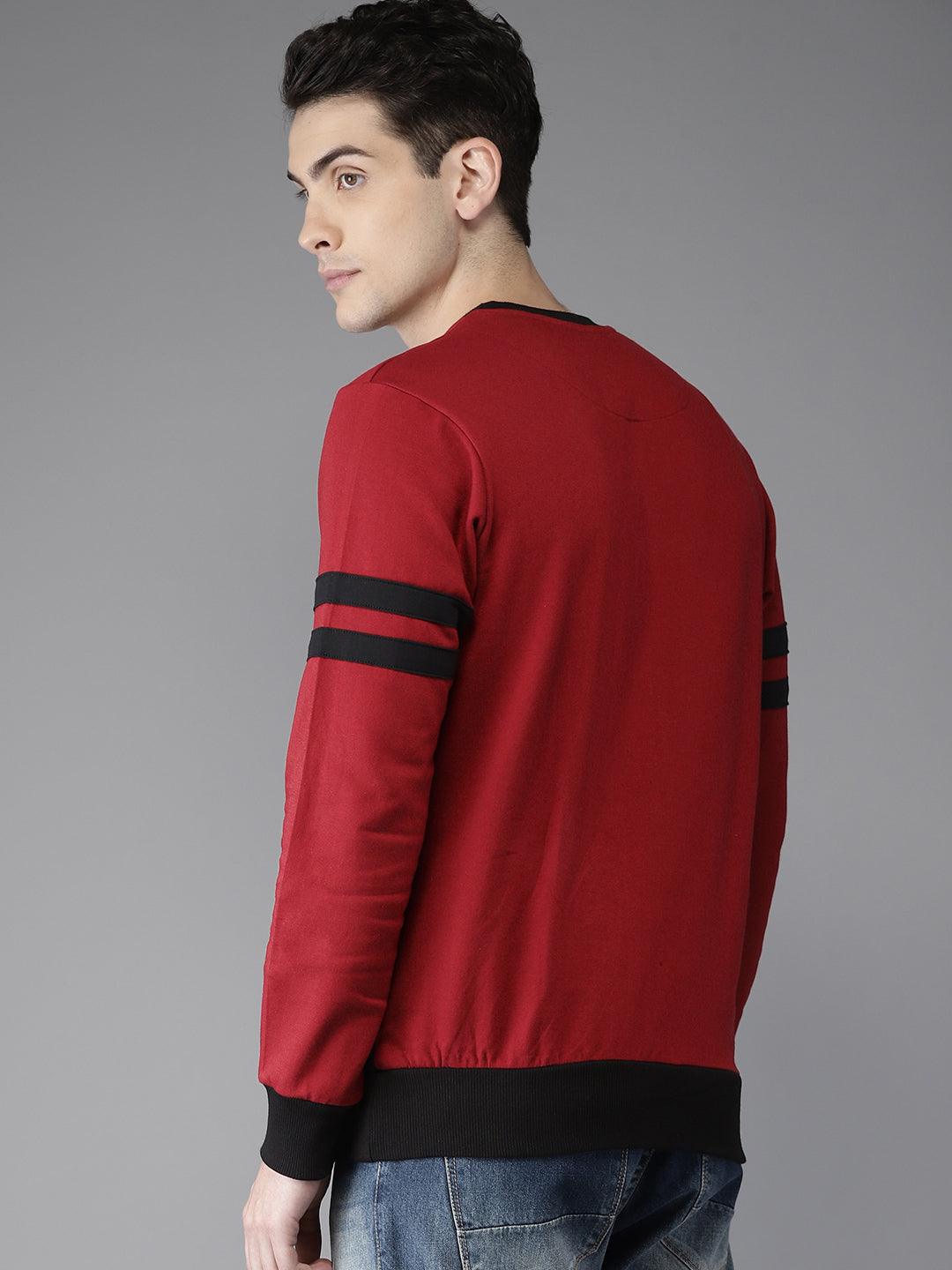 Red Black Striped sleeves Cardigan Veirdo