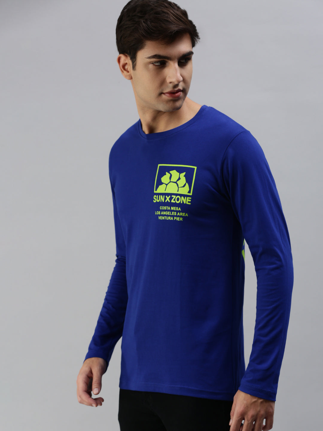 Royal Blue Full Sleeve Printed T-Shirt Veirdo