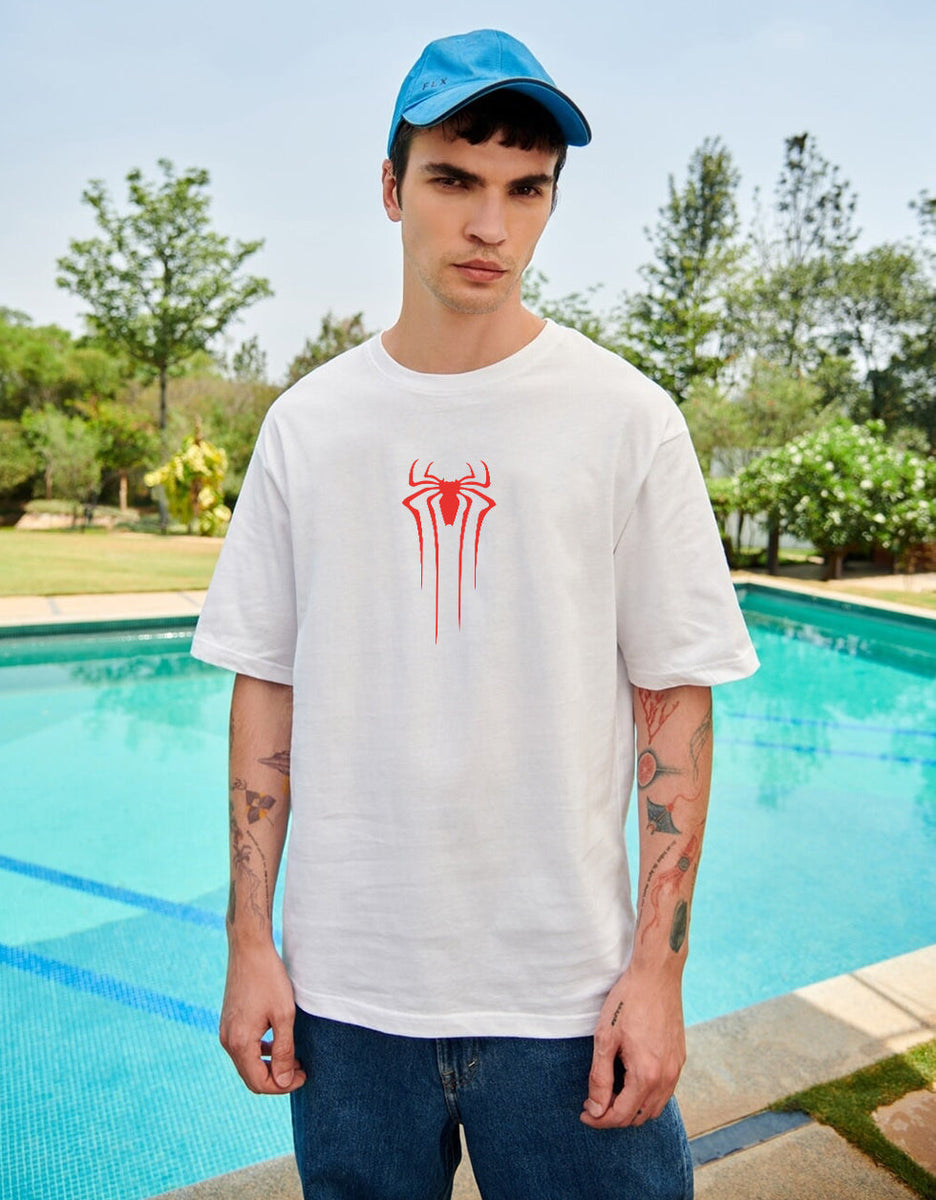 Life web - Red bold print, spiderman inspired casual oversized T-shirt