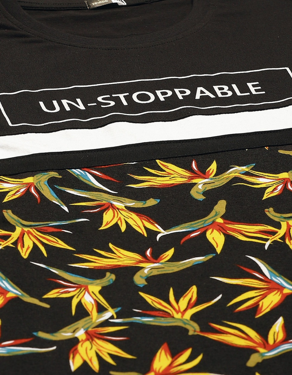 Un-Stoppable  Floral Print T-shirt Veirdo