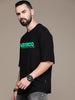 VEIRDO Black Oversized Front Graphic Tshirt