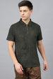 Olive Jacquard Plain Regular Fit Zipper Polo Exclusive T-shirt