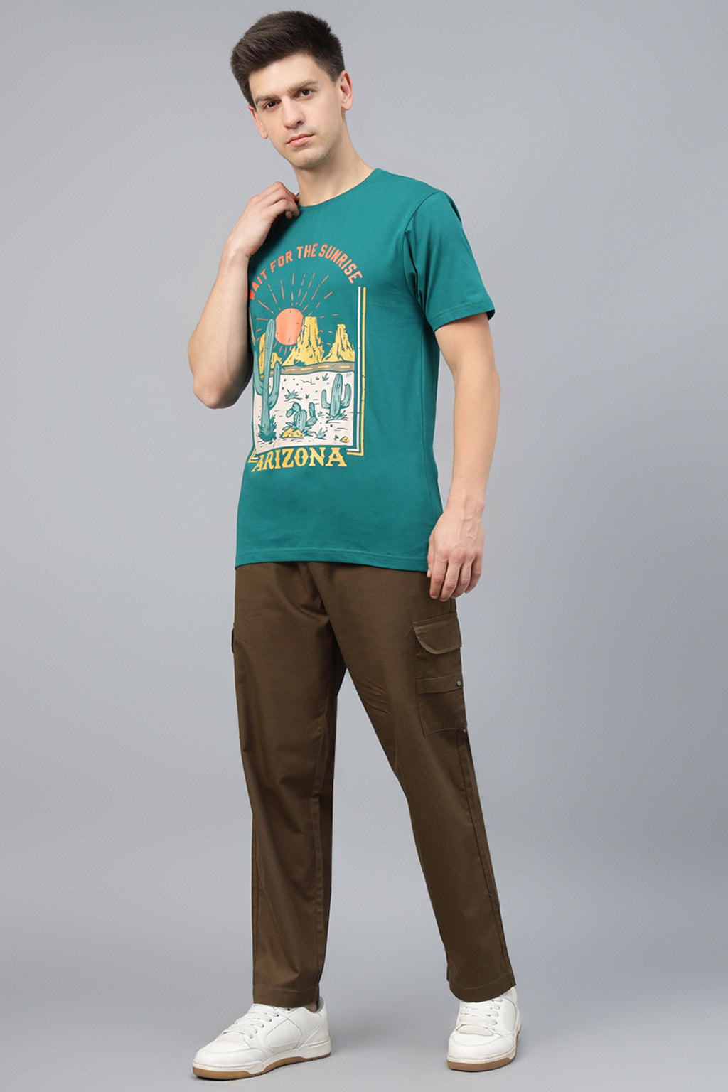 Brown Pure Cotton Baggy Fit 4 Pocket Cargo