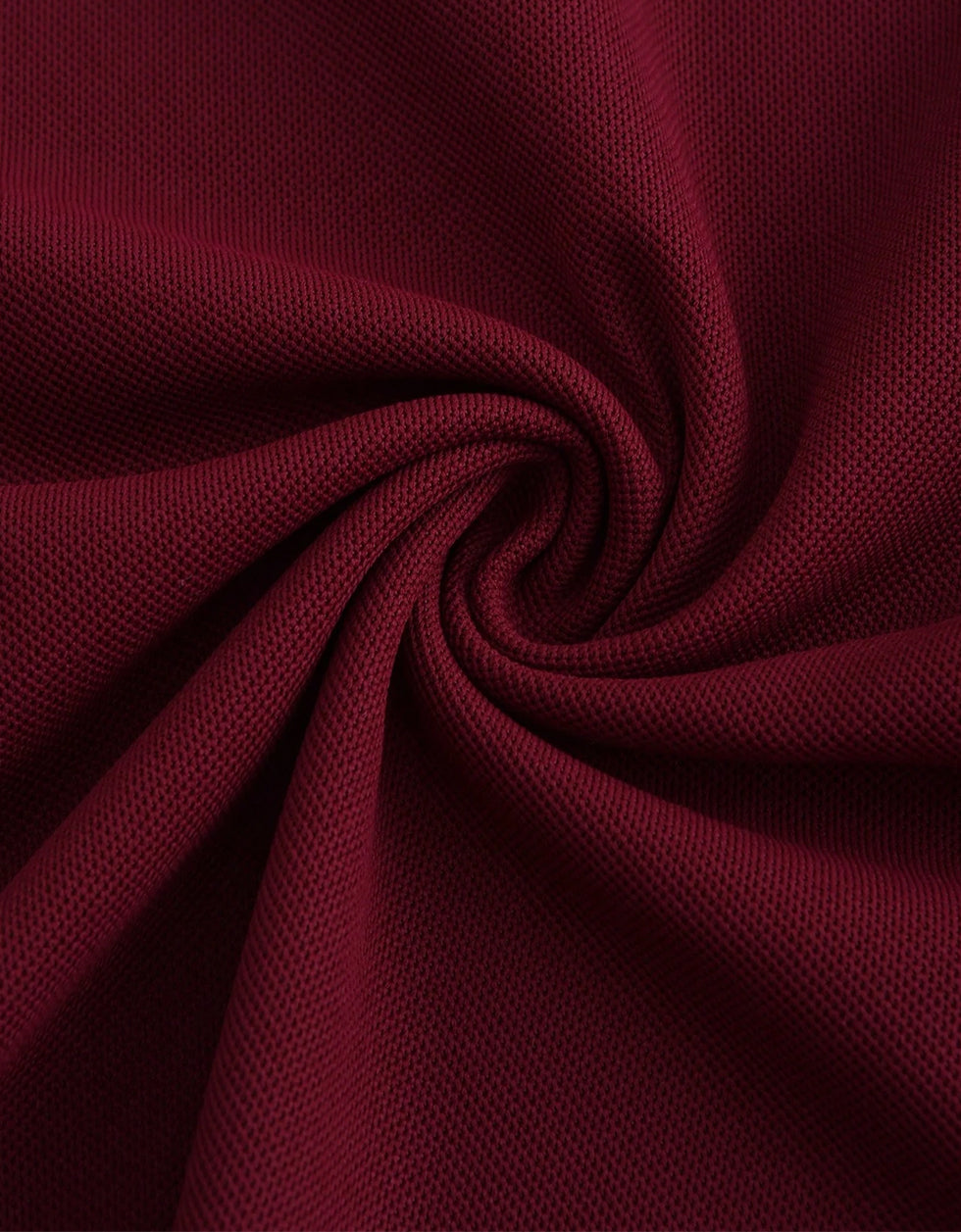 Maroon Black Cotton Regular Fit Polo T-shirt