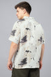 Beige Camp Collar Printed Oversized Exclusive Shirt