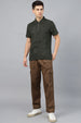 Olive Jacquard Plain Regular Fit Zipper Polo Exclusive T-shirt