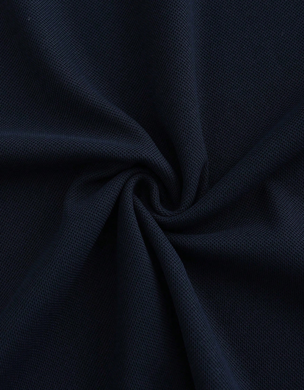 Navy Pique Stripe Collar Regular Fit Tipping Polo T-shirt