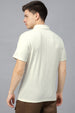 White Textured Plain Regular Fit Zipper Polo Exclusive T-shirt