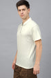 White Textured Plain Regular Fit Zipper Polo Exclusive T-shirt