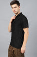 Black Jacquard Plain Regular Fit Zipper Polo Exclusive T-shirt