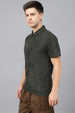 Olive Jacquard Plain Regular Fit Zipper Polo Exclusive T-shirt