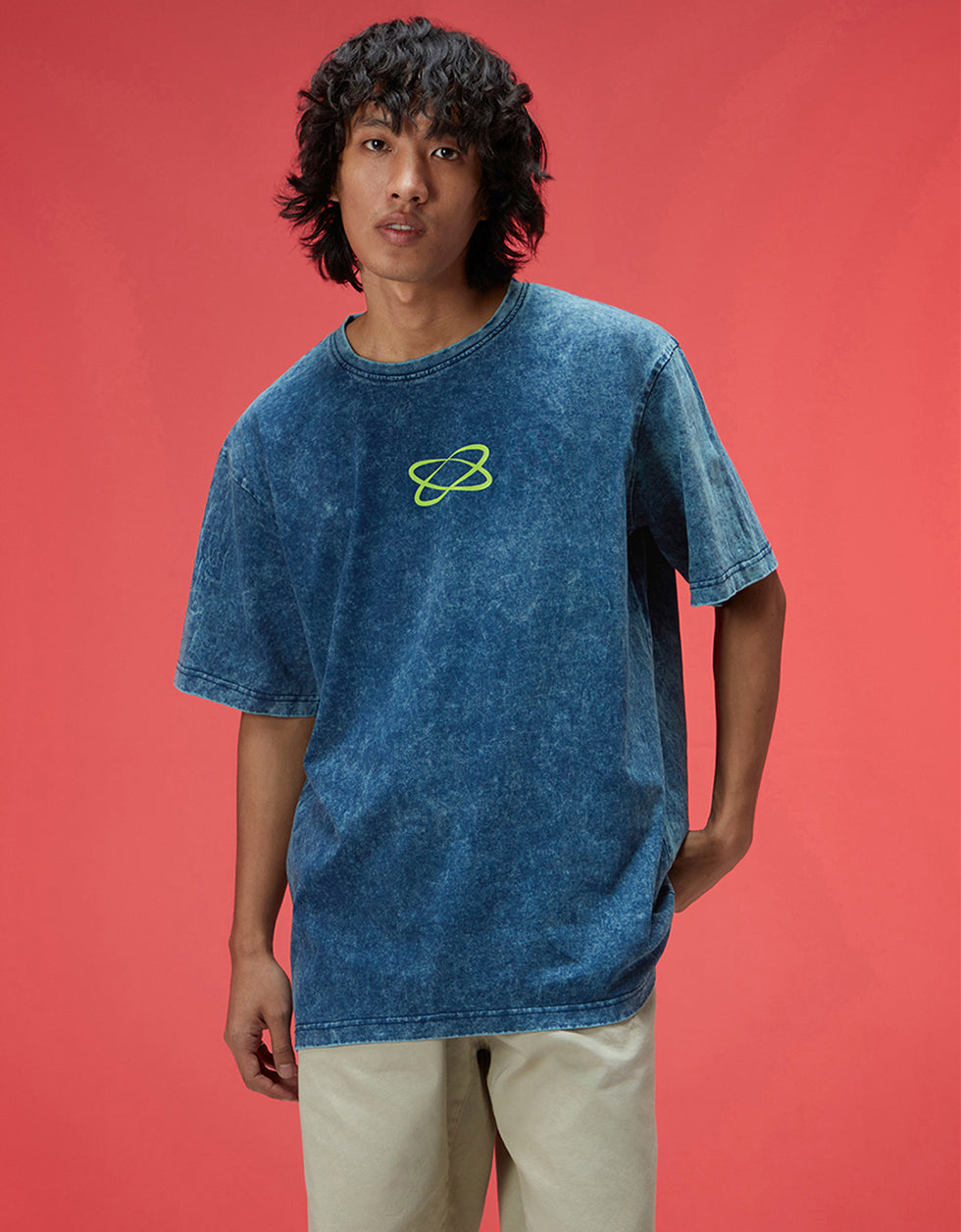 Streak Oversized Acid Washed Graphic Back Printed Exclusive T-shirt