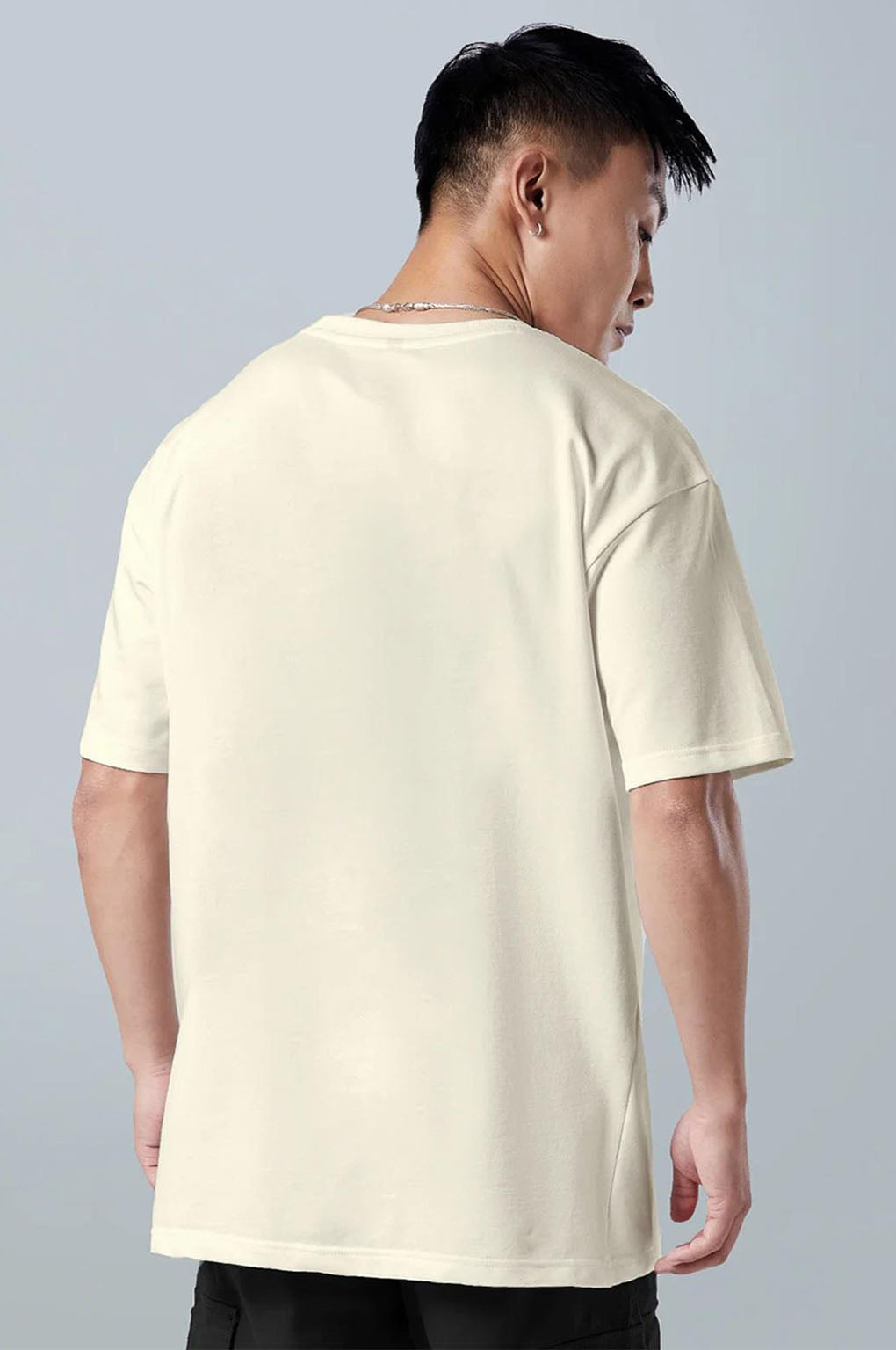 Veirdo Original Beige Oversized Typography Brand Printed Tshirt