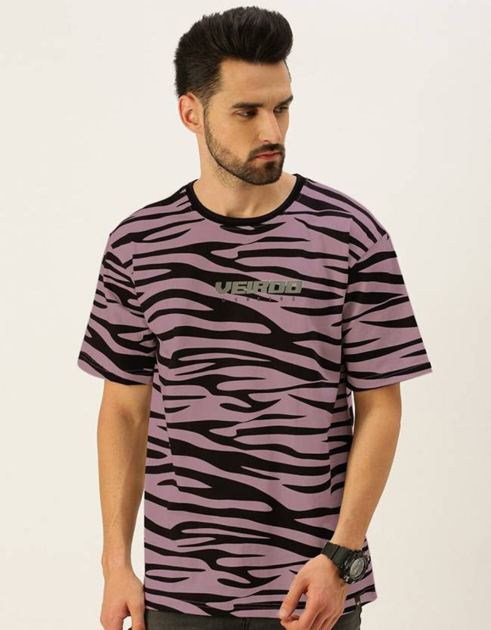 Zebra Lilac Oversized All Over Animal Print Tshirt