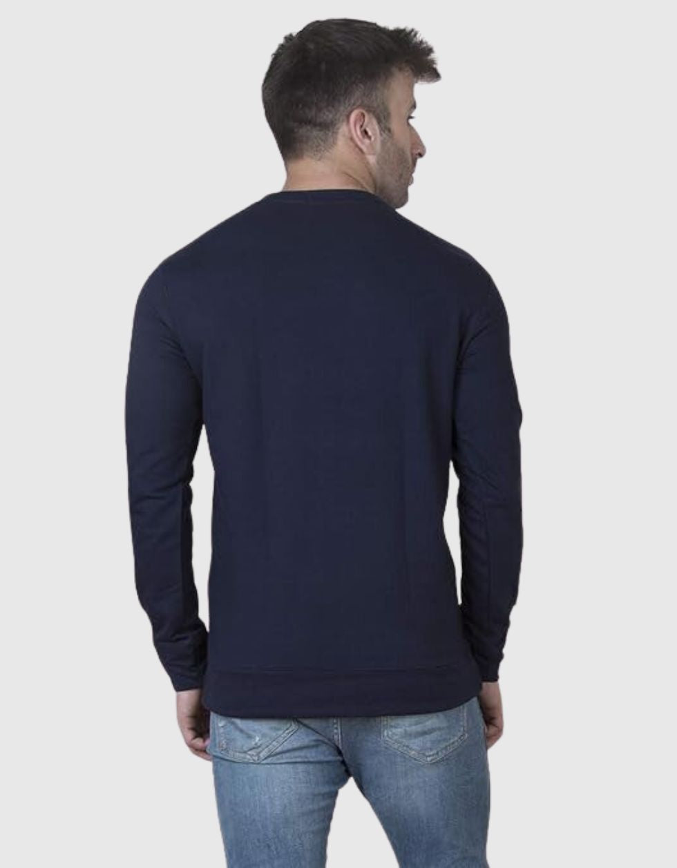 Navy Plain Regular Fit Sweatshirt