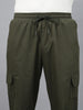 Olive Pure Cotton Baggy Fit 4 Pocket Cargo