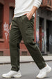 Olive Pure Cotton Baggy Fit 4 Pocket Cargo